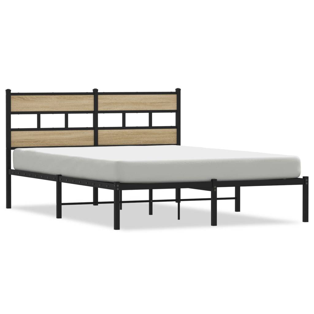 vidaXL Metallbett ohne Matratze Sonoma-Eiche 160x200 cm