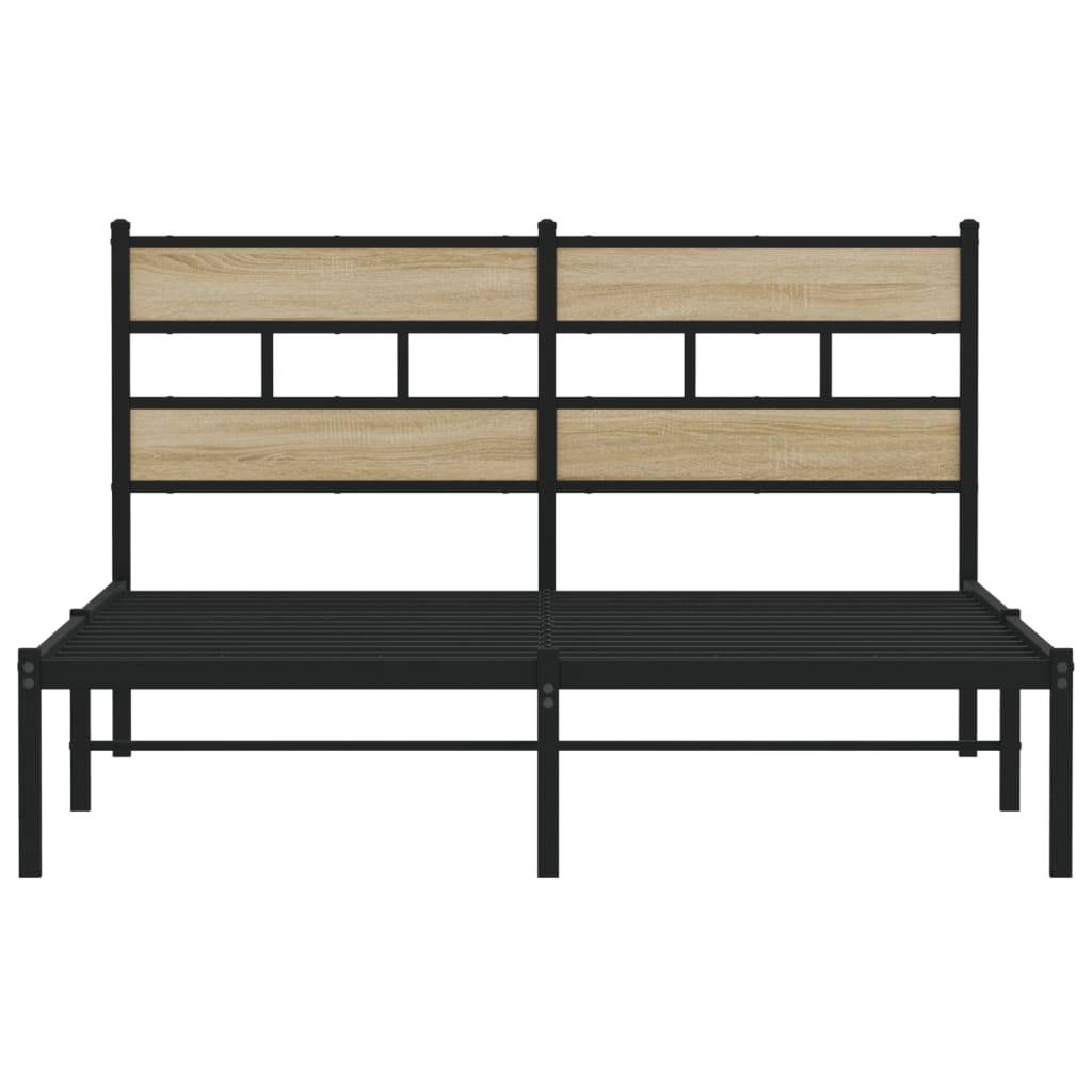 vidaXL Metallbett ohne Matratze Sonoma-Eiche 160x200 cm