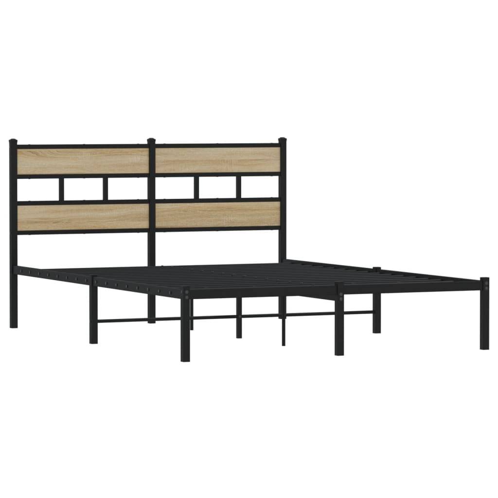 vidaXL Metallbett ohne Matratze Sonoma-Eiche 160x200 cm