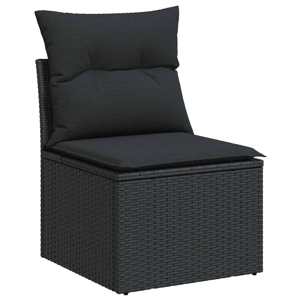 vidaXL 5tlg. Garten-Sofagarnitur mit Kissen Schwarz Poly Rattan Akazie