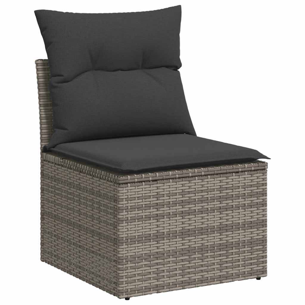 vidaXL 8-tlg. Garten-Sofagarnitur mit Kissen Grau Poly Rattan Akazie