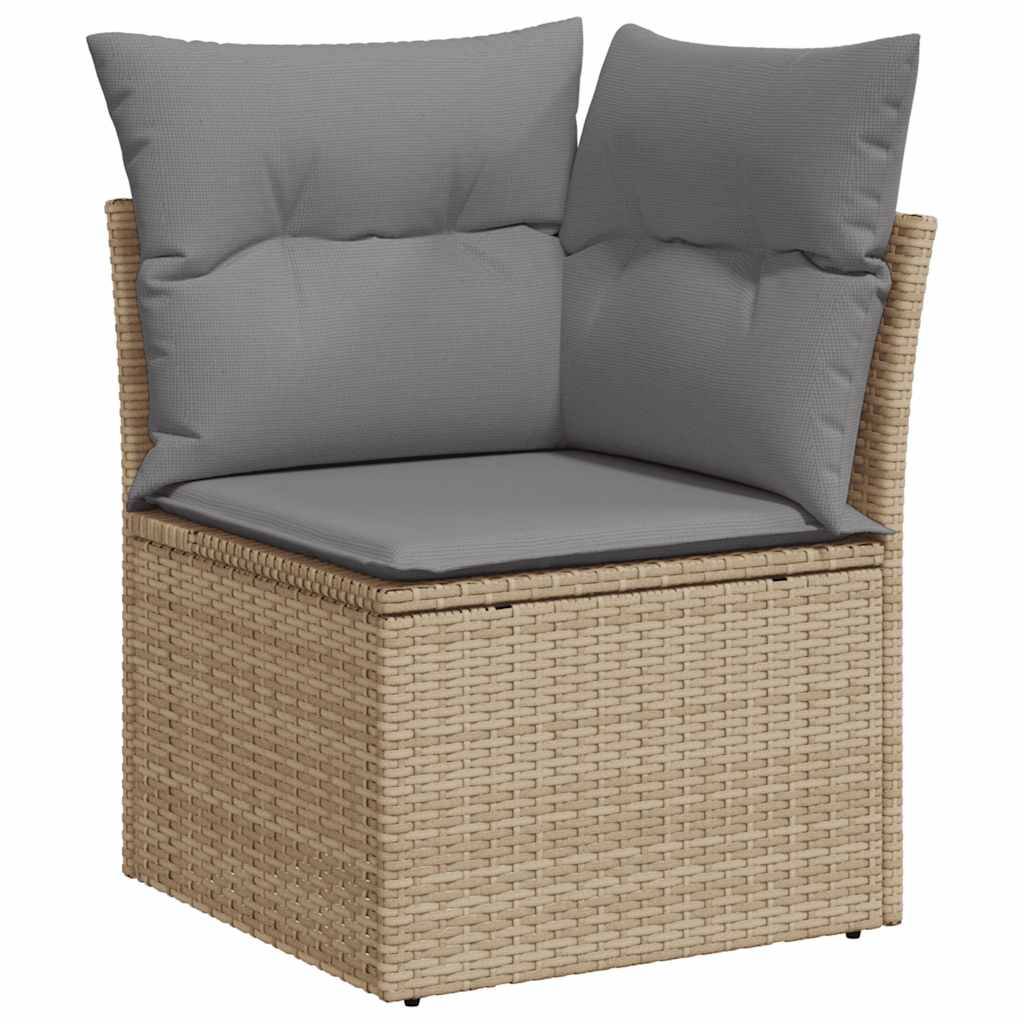 vidaXL 6-tlg. Garten-Sofagarnitur mit Kissen Beige Poly Rattan Akazie