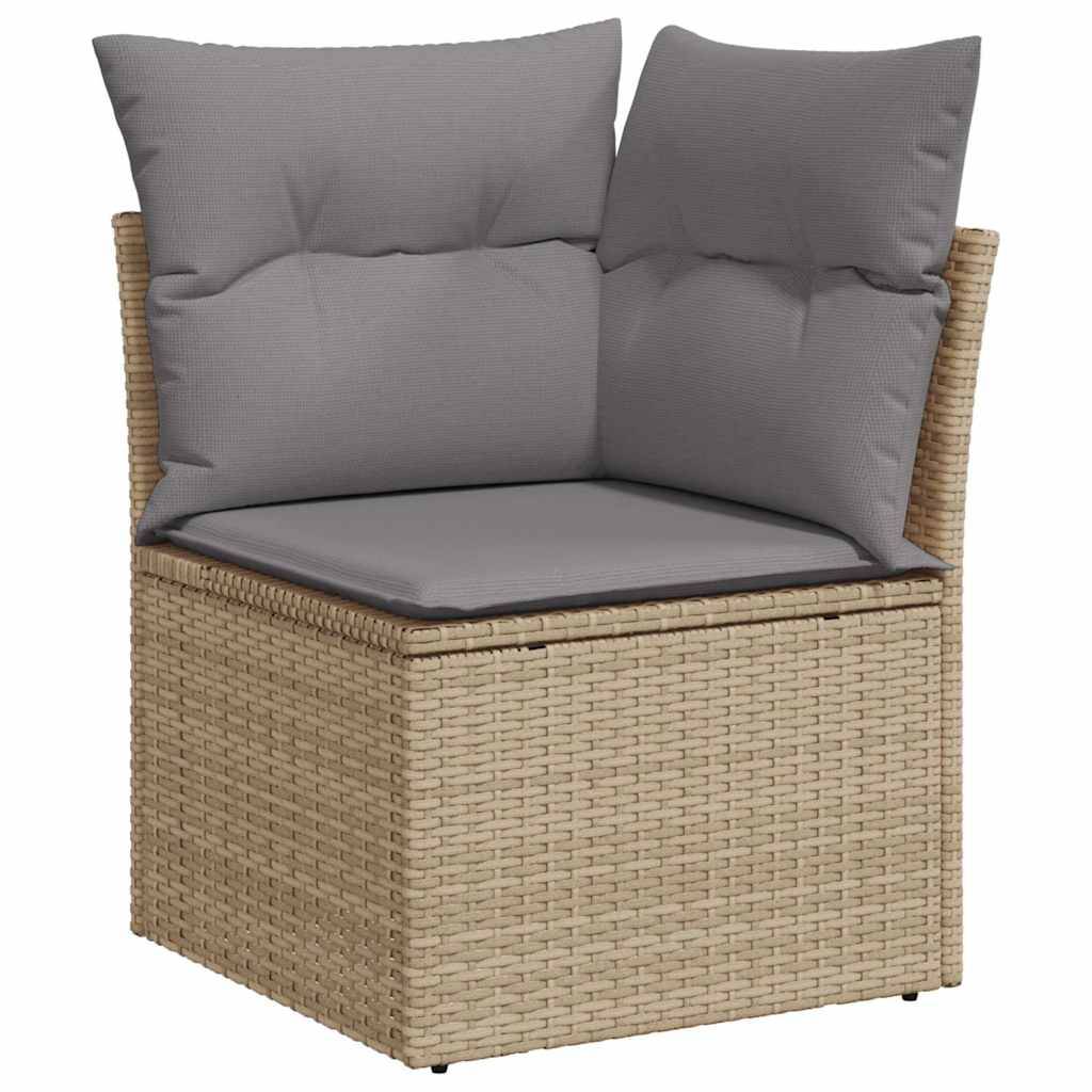 vidaXL 7-tlg. Garten-Sofagarnitur mit Kissen Hellgrau Poly Rattan