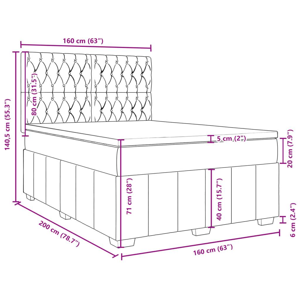 vidaXL Boxspringbett mit Matratze Creme 160x200 cm Stoff