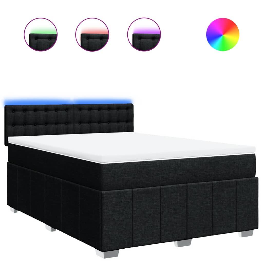 vidaXL Boxspringbett mit Matratze Schwarz 160x200 cm Stoff