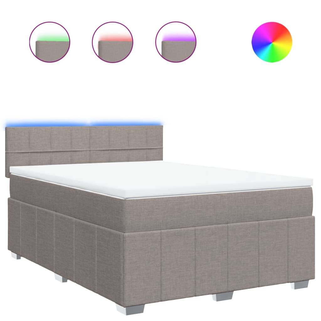 vidaXL Boxspringbett mit Matratze Taupe 160x200 cm Stoff