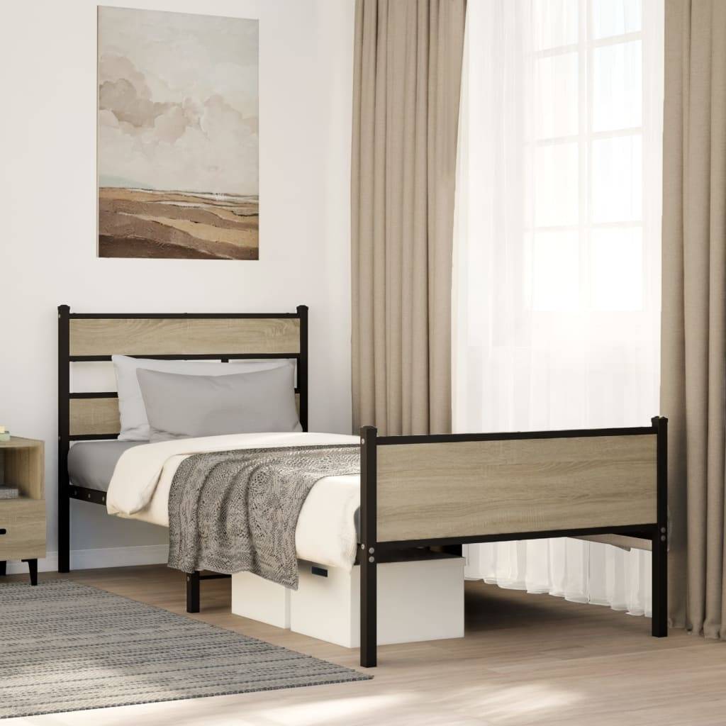 vidaXL Bettgestell ohne Matratze Sonoma-Eiche 107x200 cm Holzwerkstoff