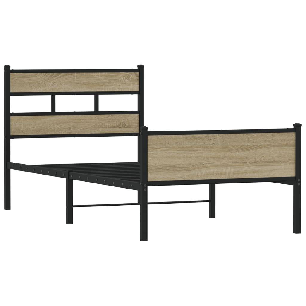 vidaXL Bettgestell ohne Matratze Sonoma-Eiche 107x200 cm Holzwerkstoff