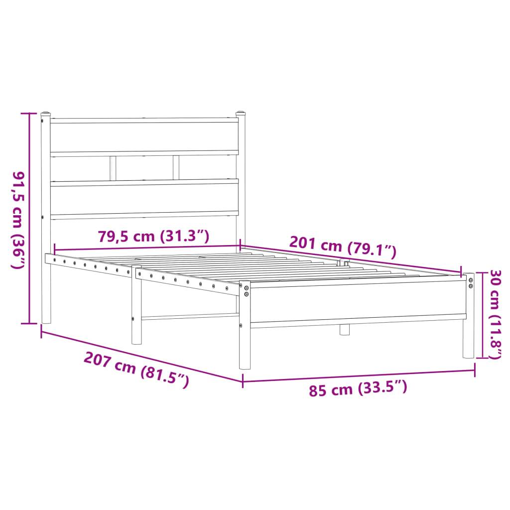 vidaXL Bettgestell ohne Matratze Braun Eiche 80x200 cm Holzwerkstoff