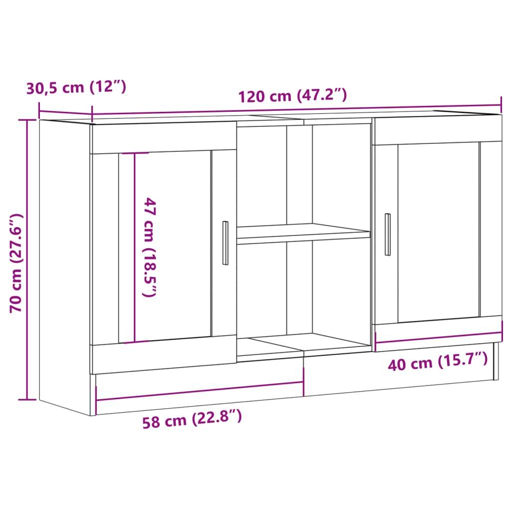 vidaXL Sideboard Artisan-Eiche 120x30,5x70 cm Holzwerkstoff