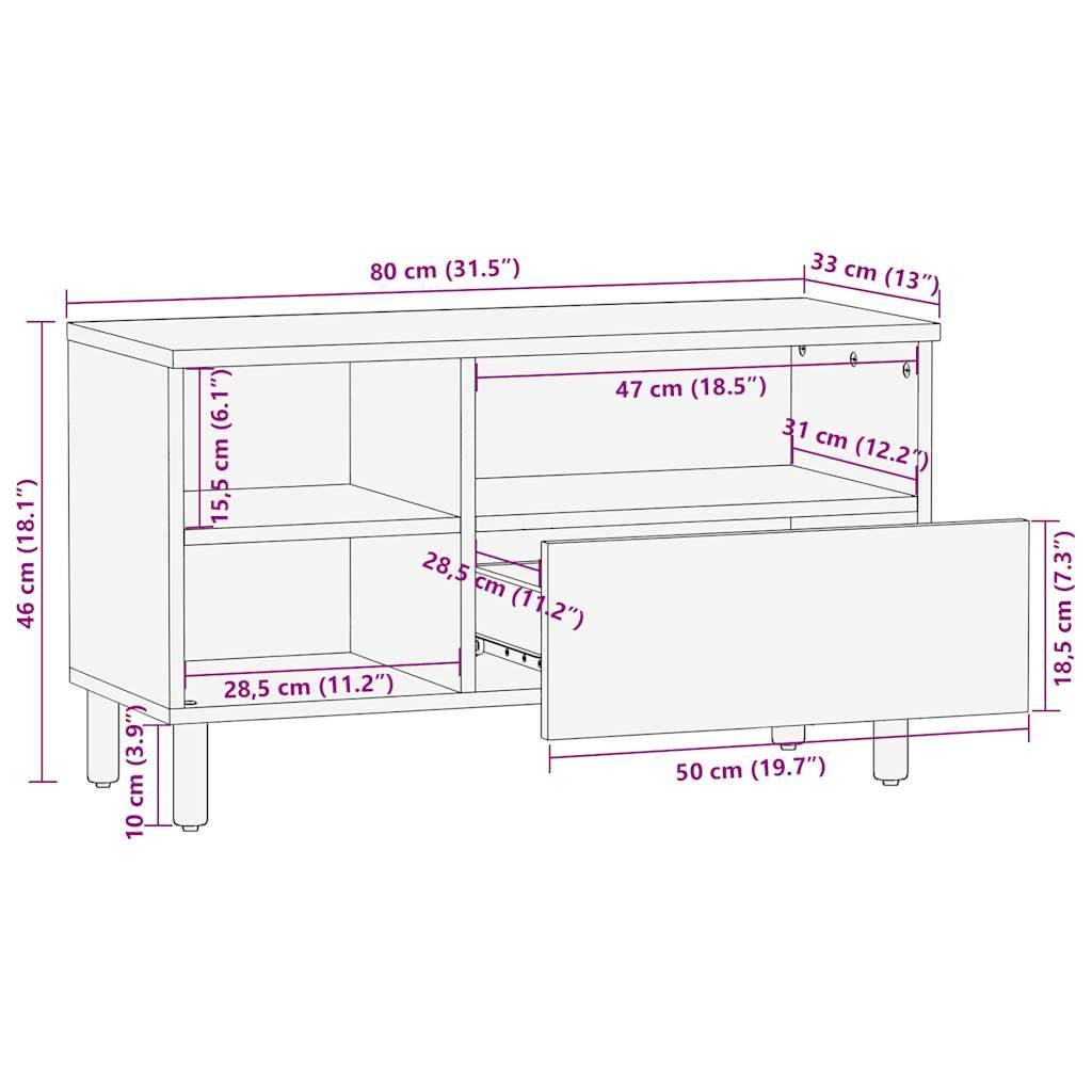 vidaXL TV-Schrank Schwarz 80x33x46 cm Holzwerkstoff