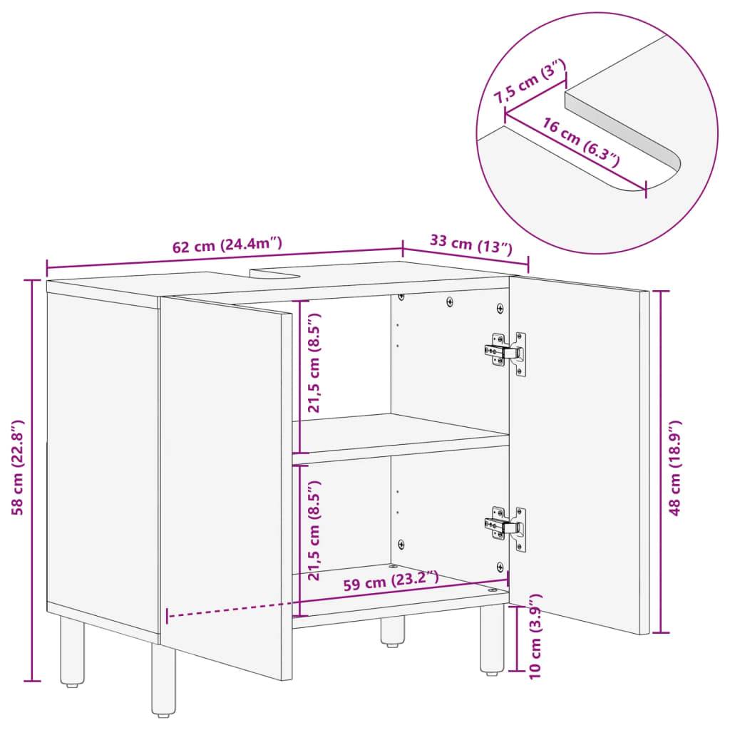 vidaXL Waschbeckenunterschrank Schwarz 62x33x58 cm Holzwerkstoff