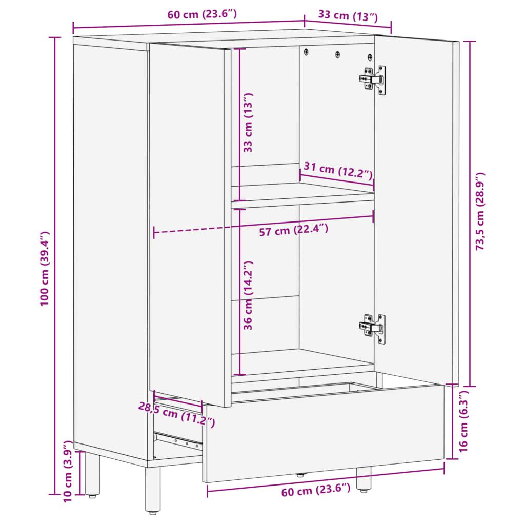 vidaXL Highboard Schwarz 60x33x100 cm Holzwerkstoff