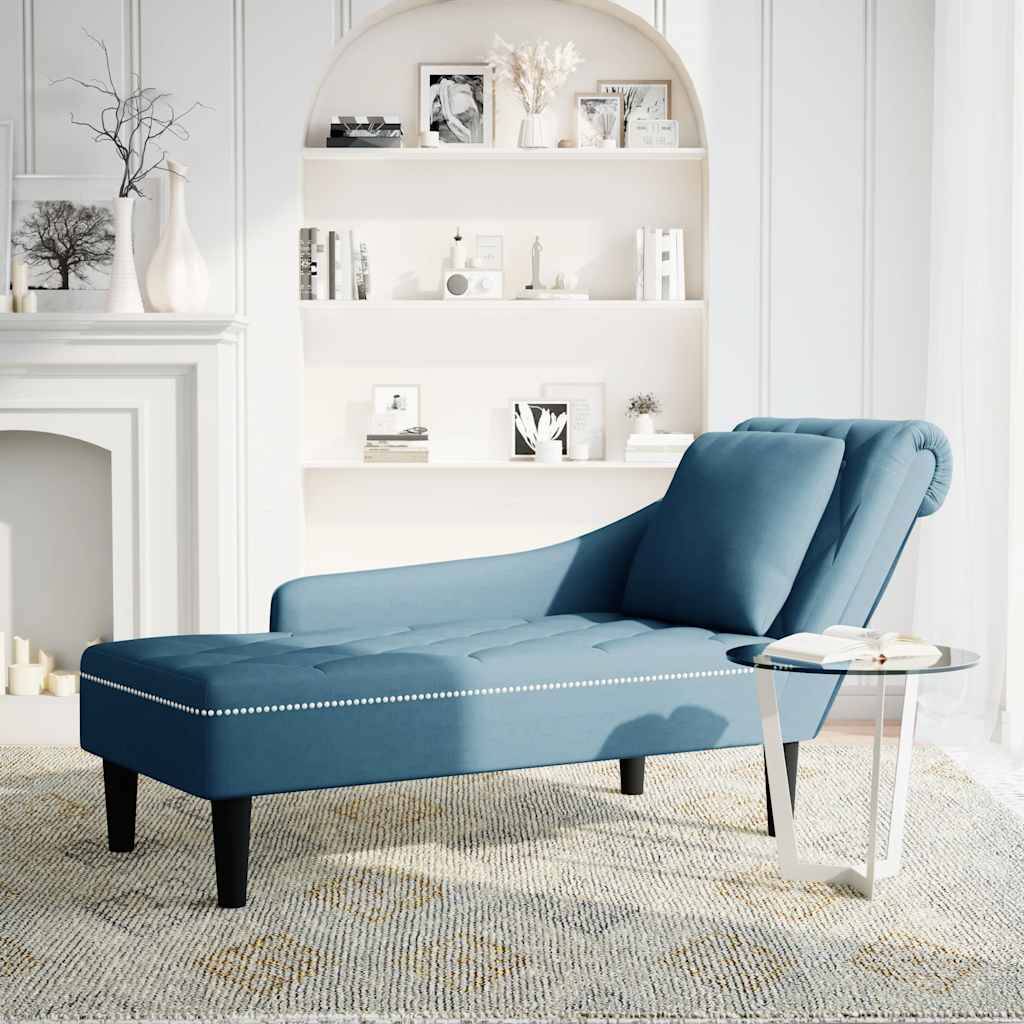 vidaXL Chaiselongue mit Kissen und Rechter Armlehne Blau Samt