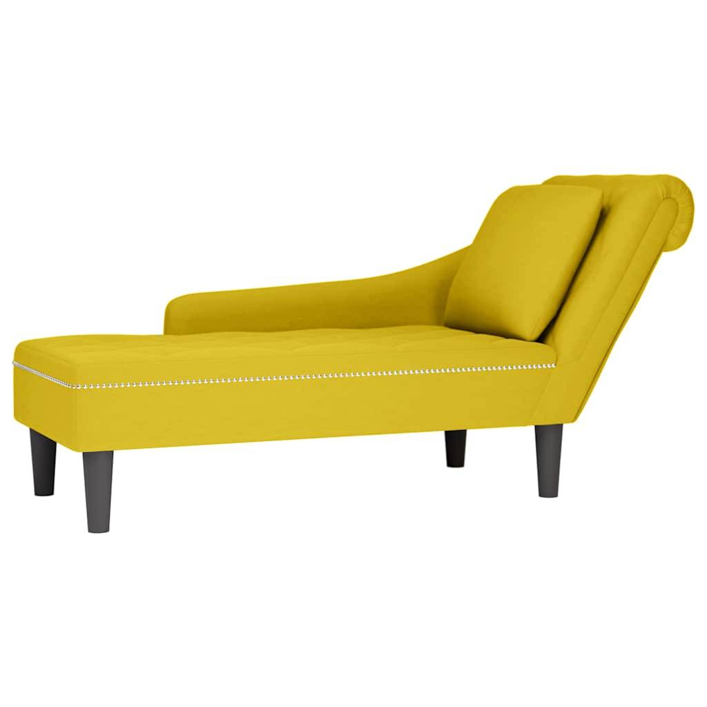 vidaXL Chaiselongue mit Kissen und Rechter Armlehne Gelb Samt