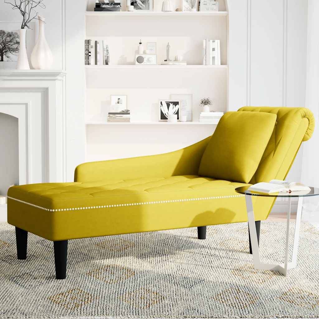 vidaXL Chaiselongue mit Kissen und Rechter Armlehne Gelb Samt