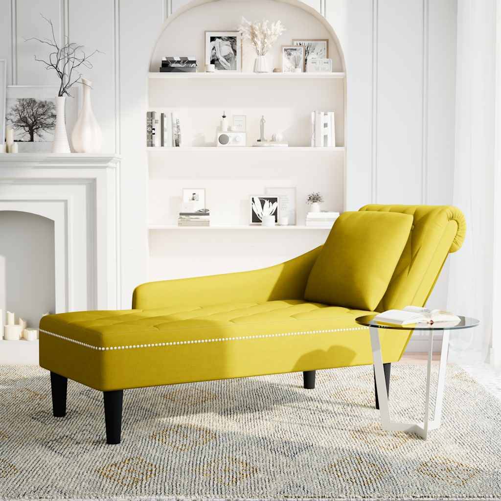 vidaXL Chaiselongue mit Kissen und Rechter Armlehne Gelb Samt