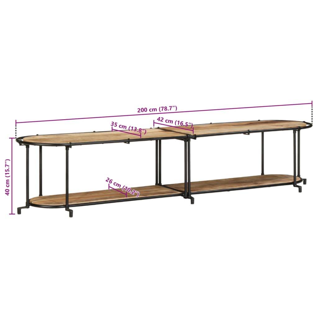 vidaXL TV-Regal 200x42x40 cm Raues Mangoholz