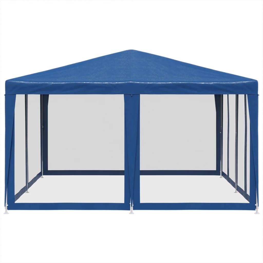 vidaXL Partyzelt mit 8 Mesh-Seitenteilen Blau 4x4 m HDPE
