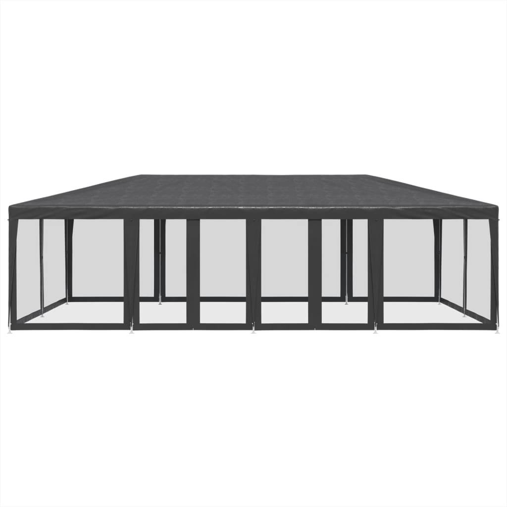 vidaXL Partyzelt mit 12 Mesh-Seitenteilen Anthrazit 8x4 m HDPE