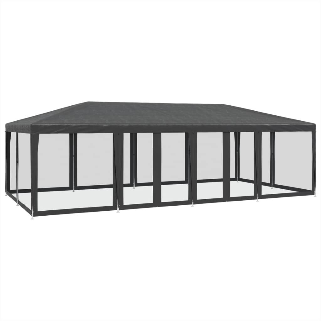 vidaXL Partyzelt mit 12 Mesh-Seitenteilen Anthrazit 8x4 m HDPE