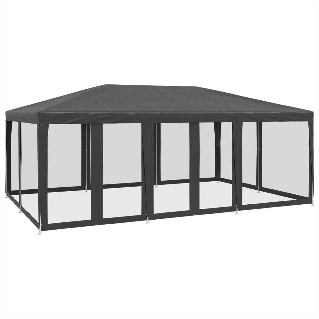 vidaXL Partyzelt mit 10 Mesh-Seitenteilen Anthrazit 6x4 m HDPE