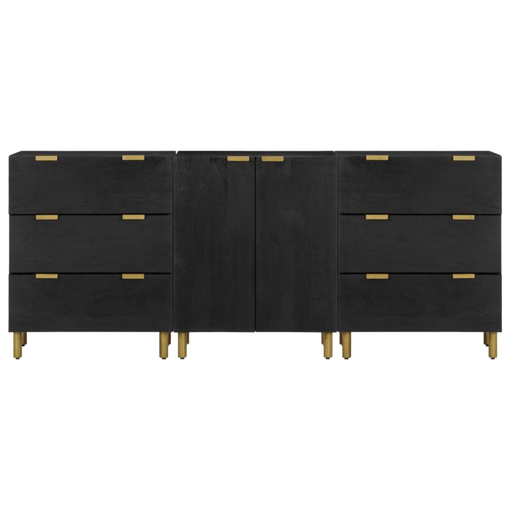 vidaXL 3-tlg. Sideboards Schwarz Holzwerkstoff