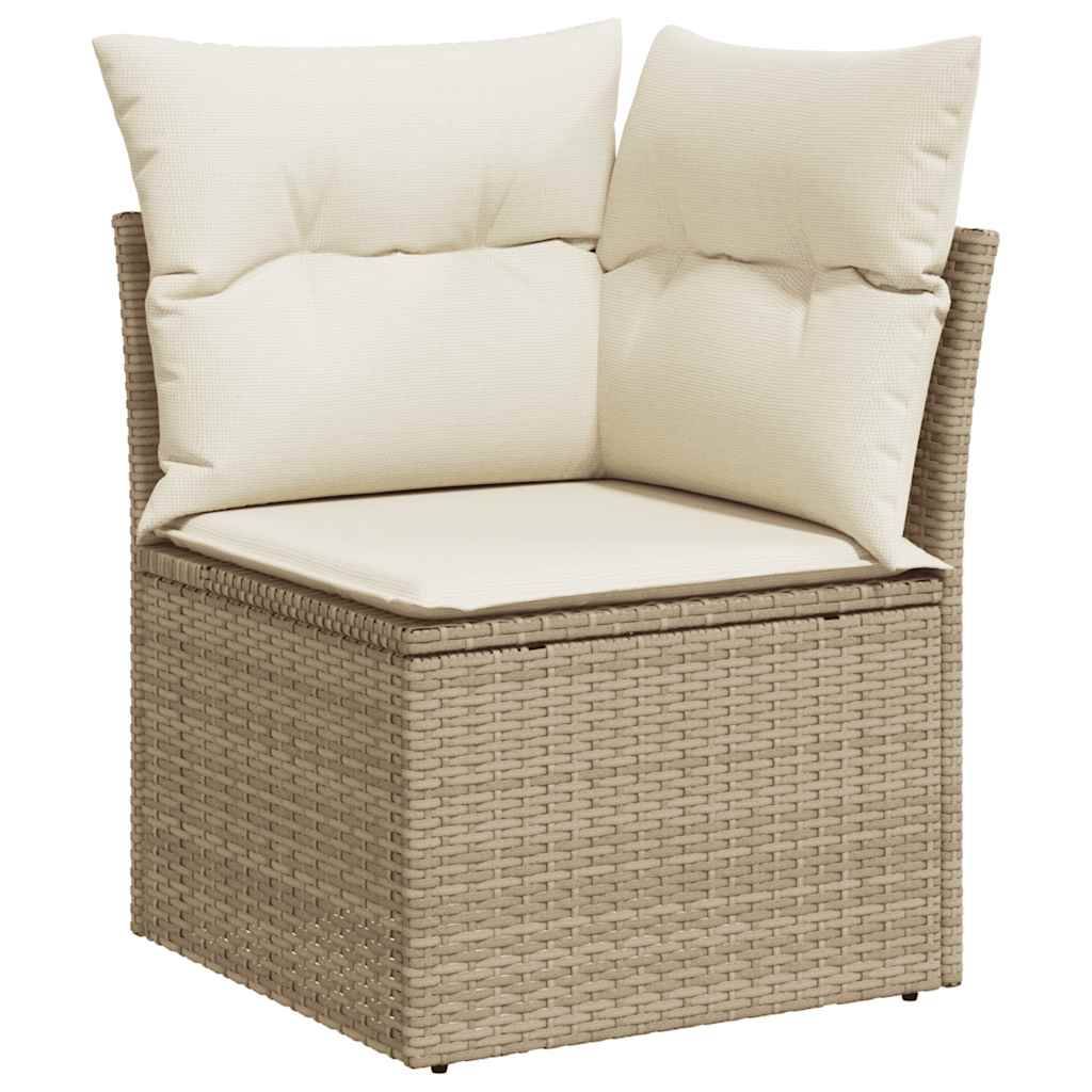 vidaXL 5-tlg. Garten-Sofagarnitur mit Kissen Beige Poly Rattan Akazie