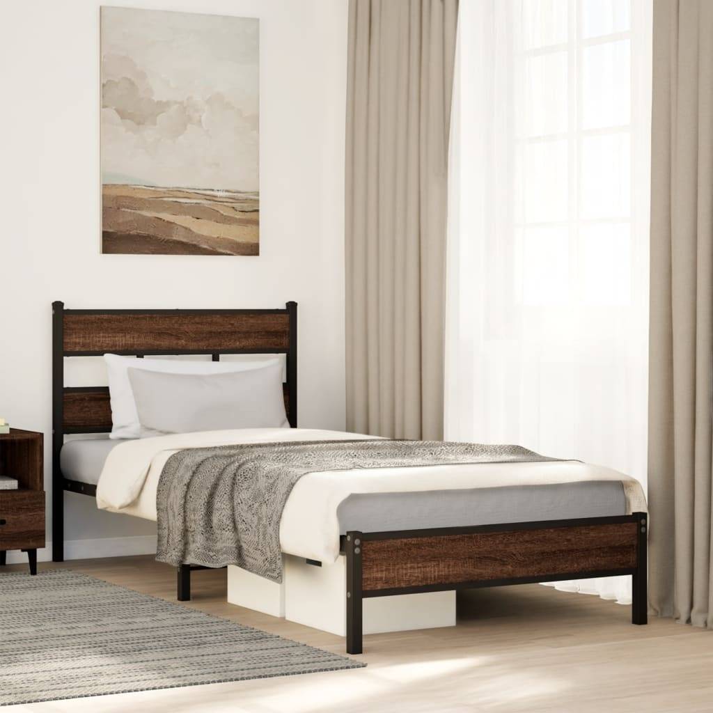 vidaXL Bettgestell ohne Matratze Braun Eiche 100x190 cm Holzwerkstoff