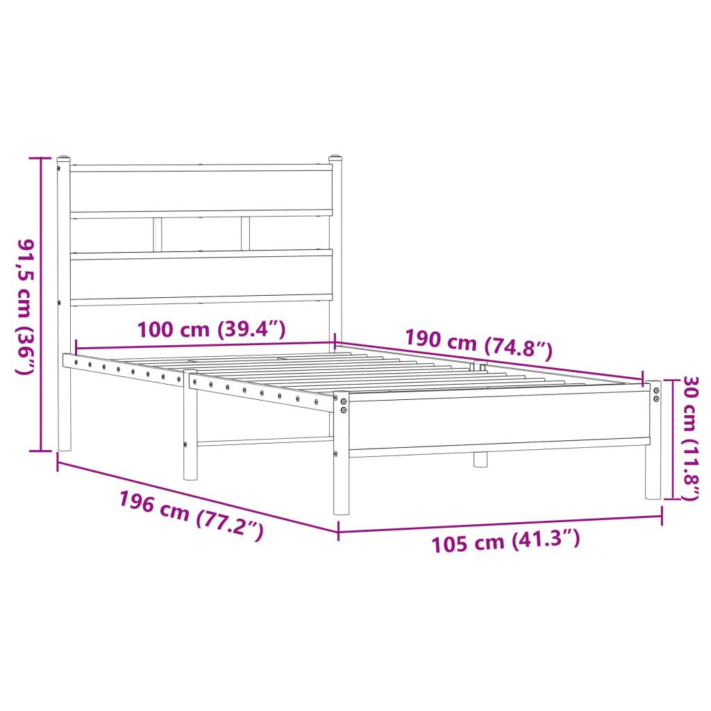 vidaXL Bettgestell ohne Matratze Braun Eiche 100x190 cm Holzwerkstoff