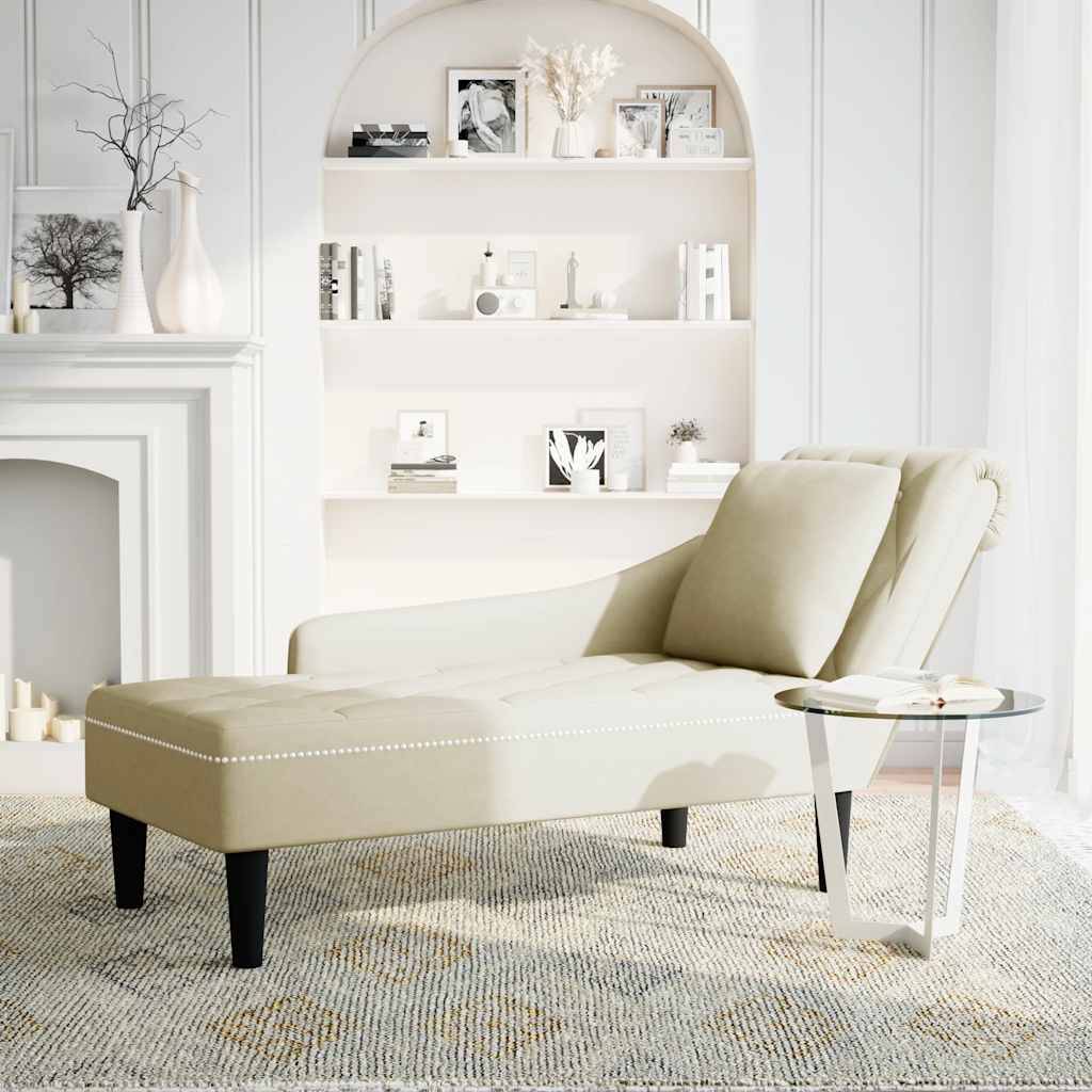 vidaXL Chaiselongue mit Kissen und Rechter Armlehne Creme Samt