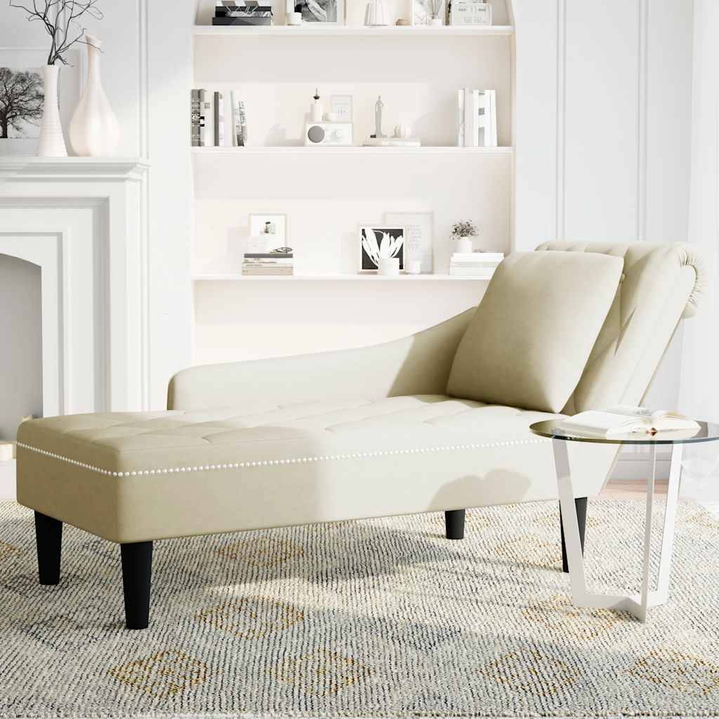 vidaXL Chaiselongue mit Kissen und Rechter Armlehne Creme Samt