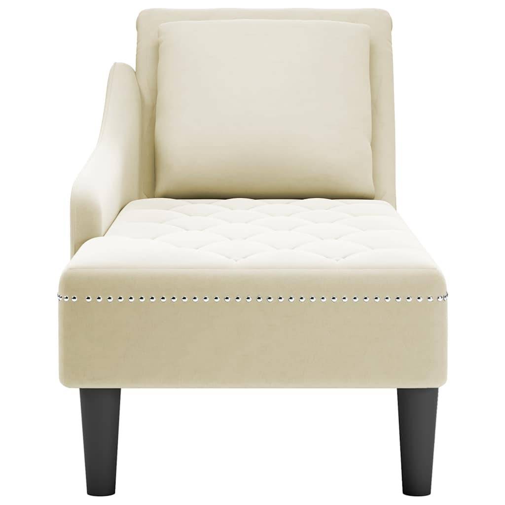 vidaXL Chaiselongue mit Kissen und Rechter Armlehne Creme Samt