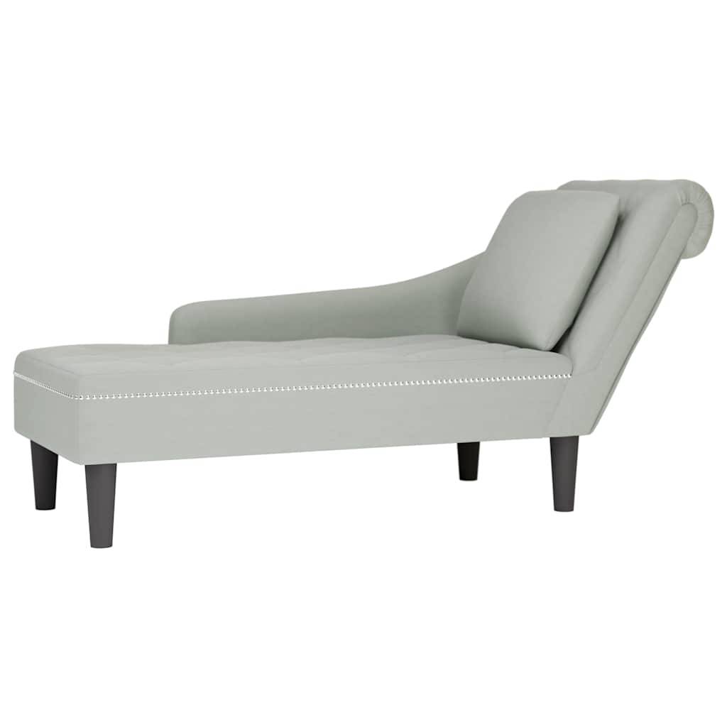 vidaXL Chaiselongue mit Kissen und Rechter Armlehne Hellgrau Samt