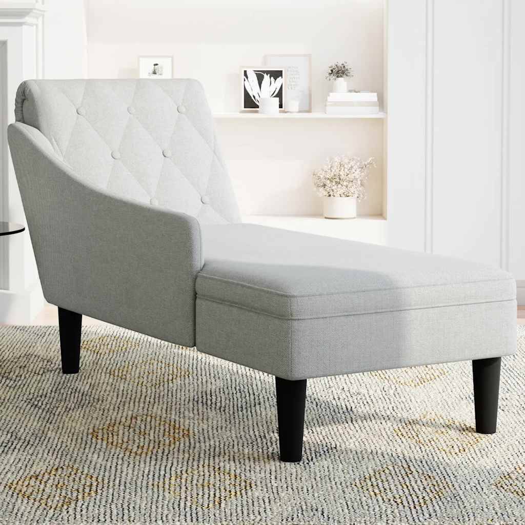 vidaXL Chaiselongue mit Kissen und Rechter Armlehne Wolkengrau Stoff