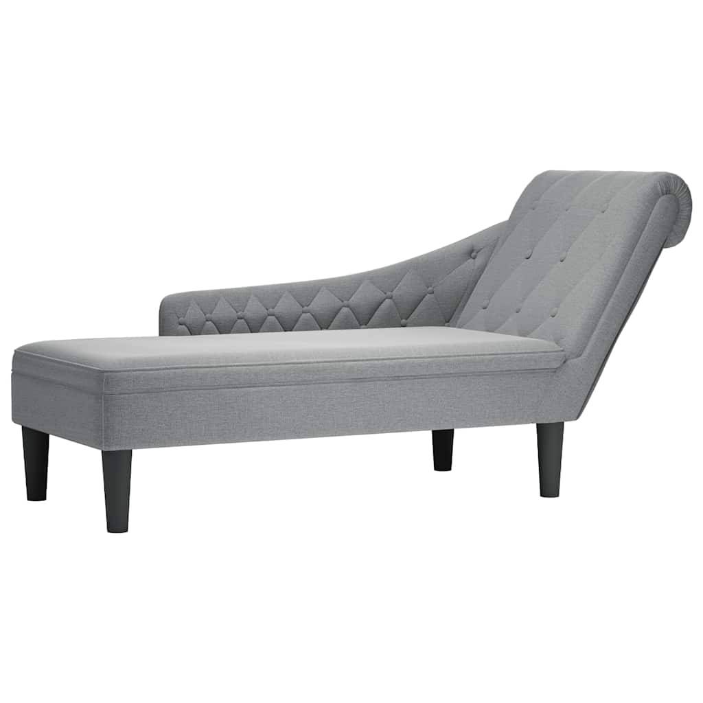 vidaXL Chaiselongue mit Kissen und Rechter Armlehne Hellgrau Stoff