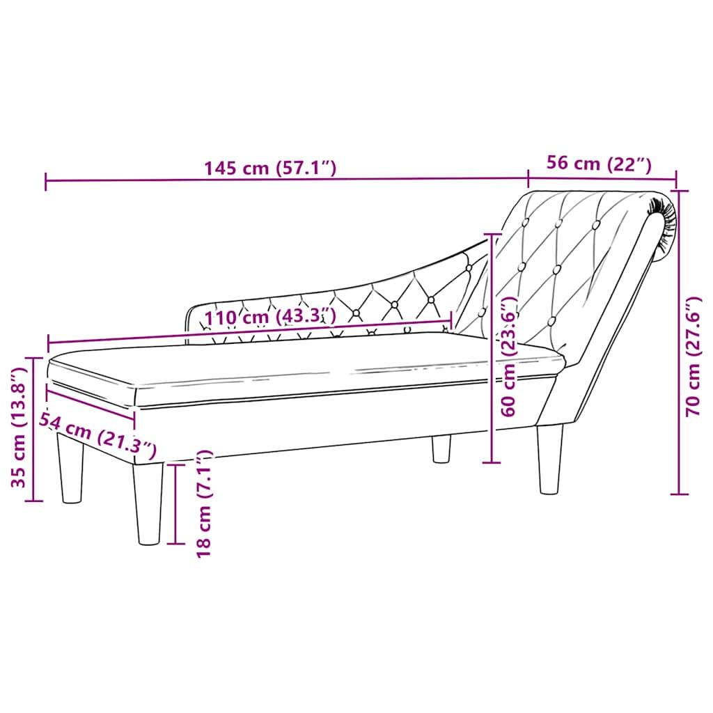 vidaXL Chaiselongue mit Kissen und Rechter Armlehne Hellgrau Stoff