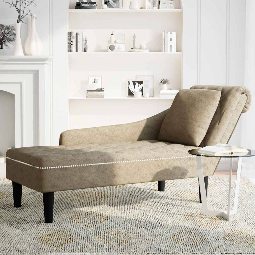 vidaXL Chaiselongue mit Kissen Rechter Armlehne Hellgrau Kunstleder