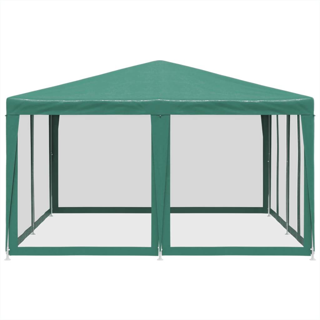 vidaXL Partyzelt mit 8 Mesh-Seitenteilen Grün 4x4 m HDPE