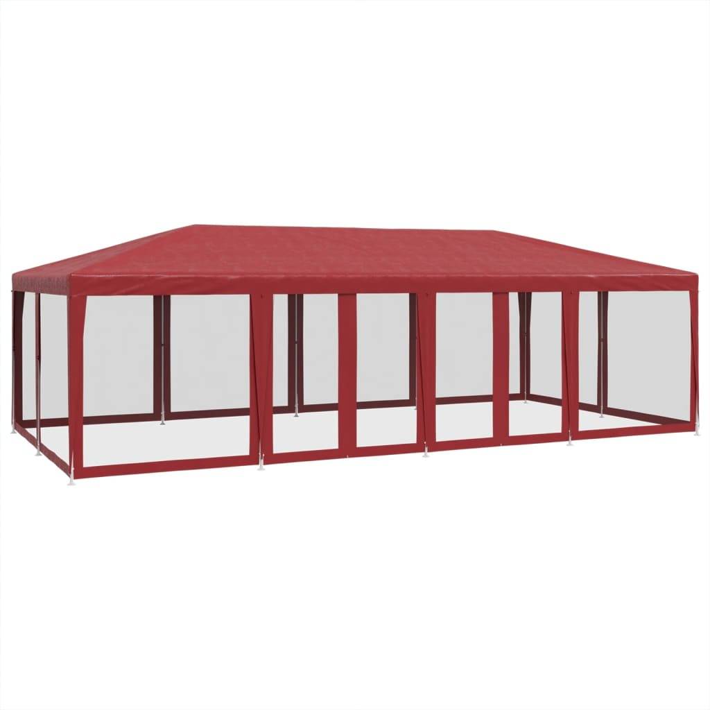 vidaXL Partyzelt mit 12 Mesh-Seitenteilen Rot 8x4 m HDPE