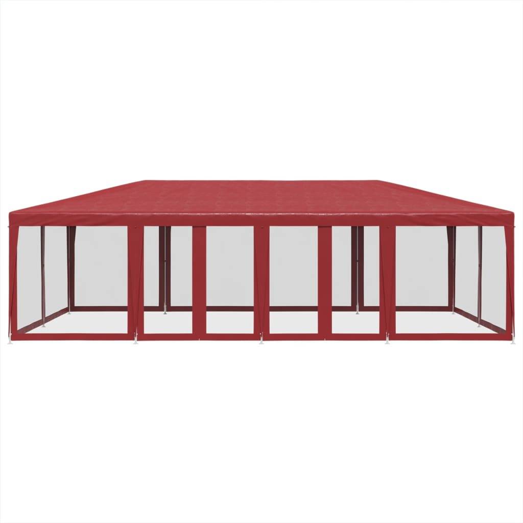vidaXL Partyzelt mit 12 Mesh-Seitenteilen Rot 8x4 m HDPE