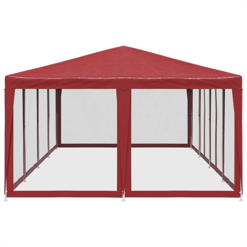 vidaXL Partyzelt mit 12 Mesh-Seitenteilen Rot 8x4 m HDPE