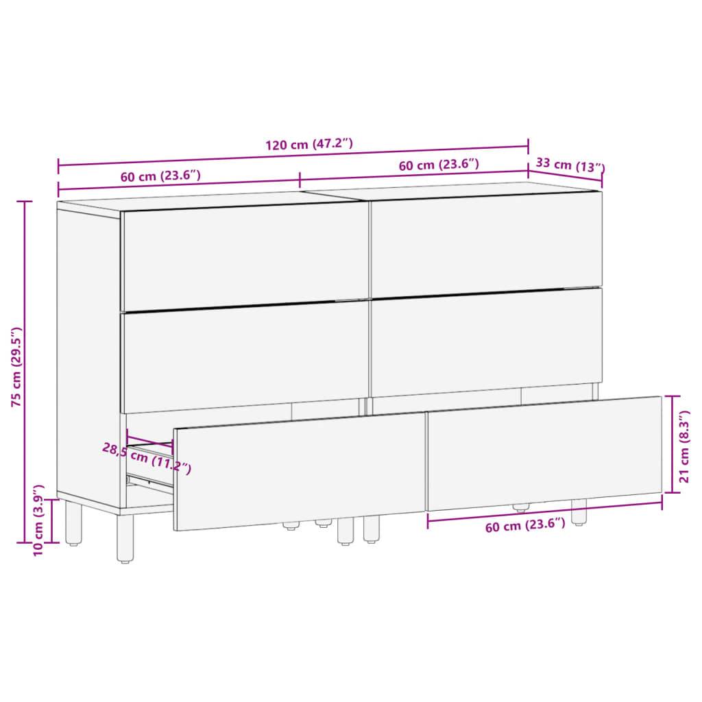 vidaXL Sideboards 2 Stk. Schwarz 60x33x75 cm Holzwerkstoff