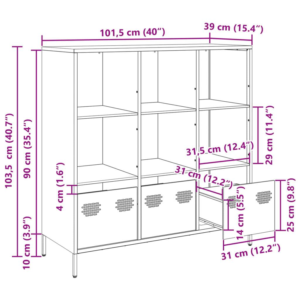 vidaXL Highboard Schwarz 101,5x39x103,5 cm Stahl