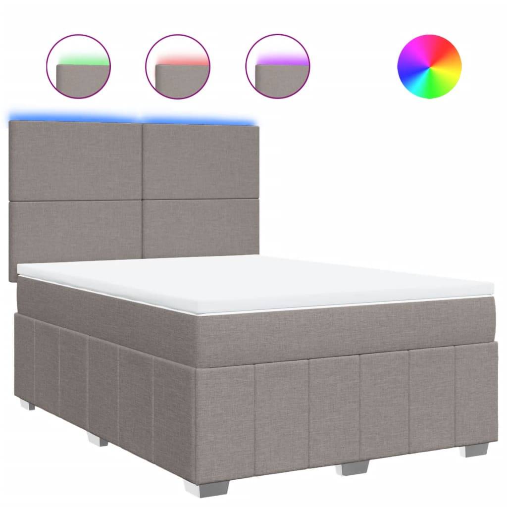 vidaXL Boxspringbett mit Matratze Taupe 160x200 cm Stoff