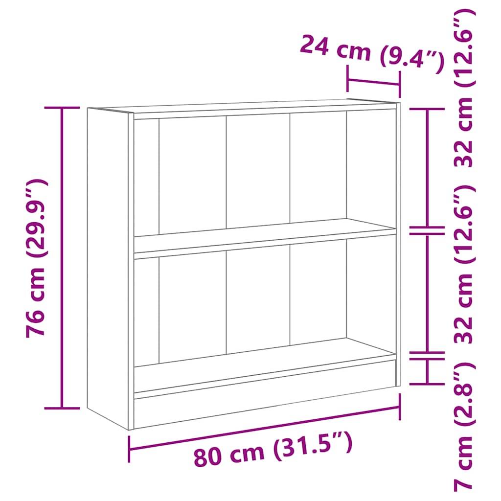 vidaXL Bücherregal Weiß 80x24x75 cm Holzwerkstoff