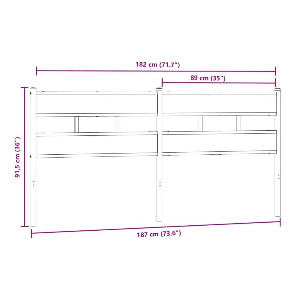 vidaXL Kopfteil Sonoma-Eiche 180 cm Eisen und Holzwerkstoff