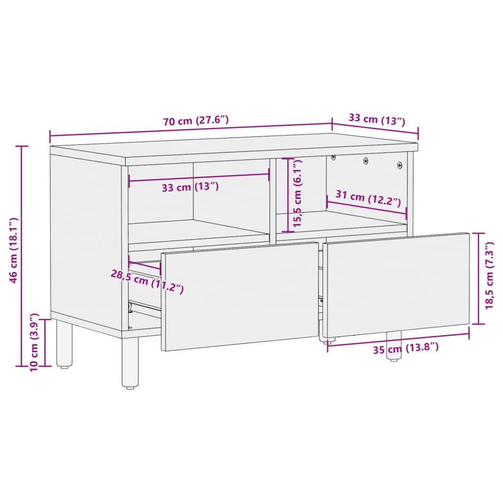 vidaXL TV-Schrank Schwarz 70x33x46 cm Holzwerkstoff