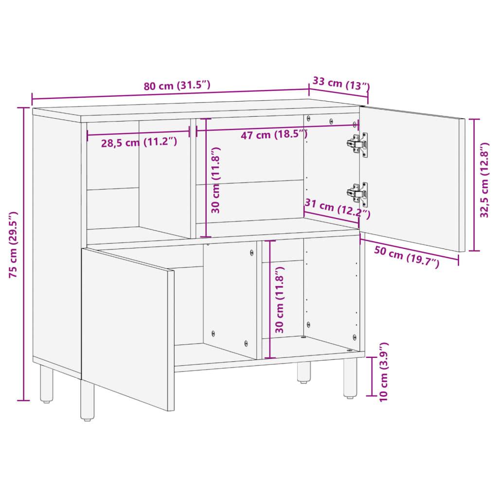vidaXL Sideboard Schwarz 80x33x75 cm Holzwerkstoff