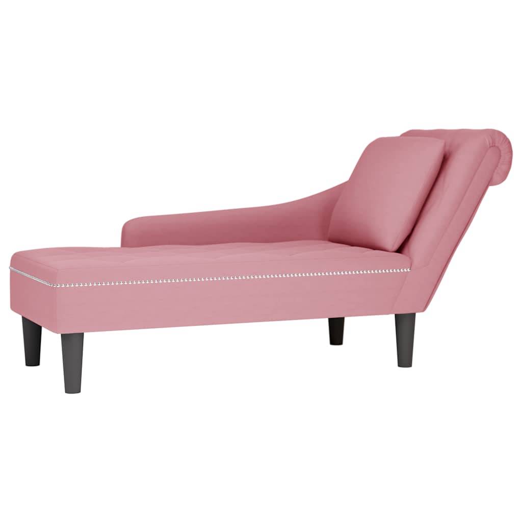 vidaXL Chaiselongue mit Kissen und Rechter Armlehne Rosa Samt